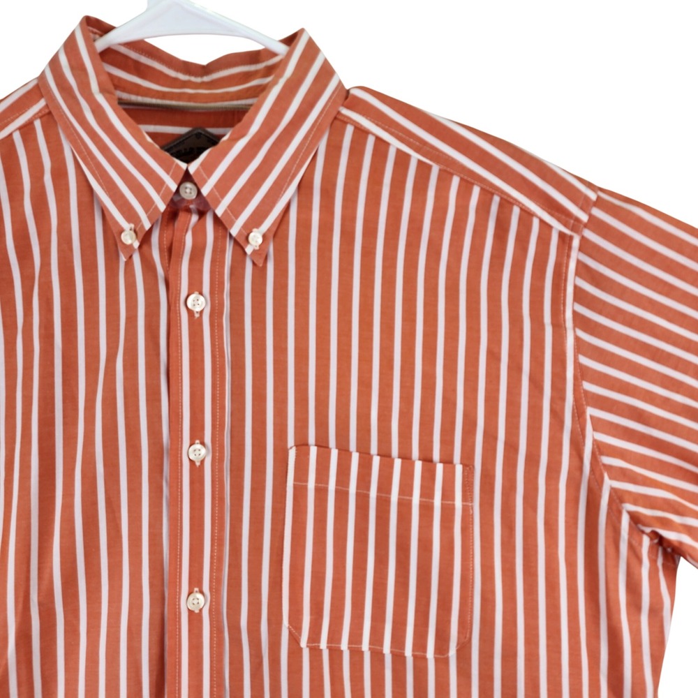 Bills Khakis Button Down Shirt Mens XL Orange White Striped USA Long Sleeve